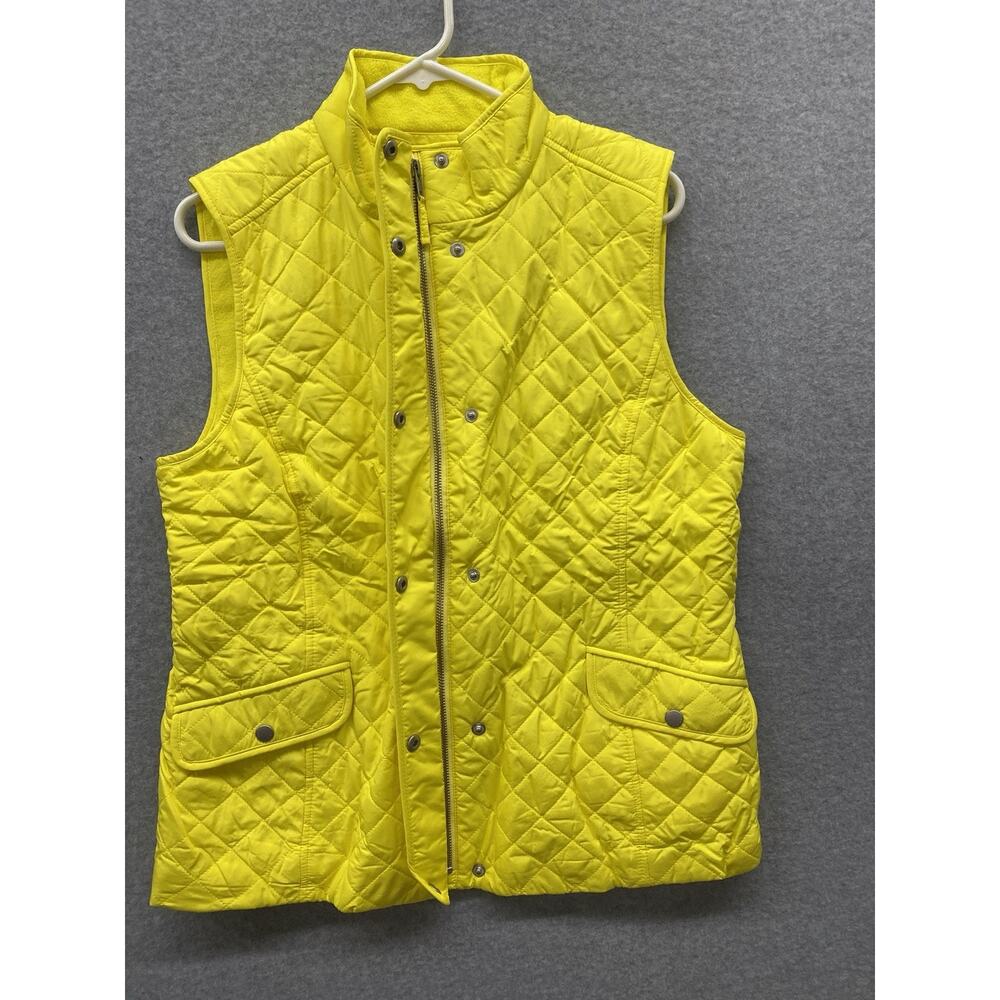 Talbots Vest Womens Large Quilted Yellow Button Front Pockets Classic Spring - Picture 4 of 13